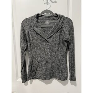 Beyond Yoga Pullover LS Heather Gray Thumbholes Kangaroo Pocket -Estimated Small